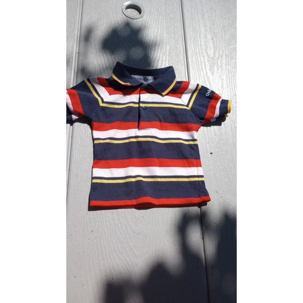 Vintage Oshkosh B'gosh 80s 90s Striped Polo USA EUC Red Navy Blue Yellow‎